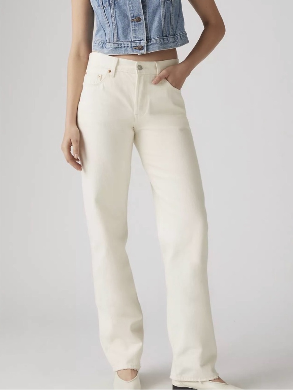 Levi’s 501 ’90s Jeans Women’s 24x30 White Ecru Straight Leg 100% Cotton Denim